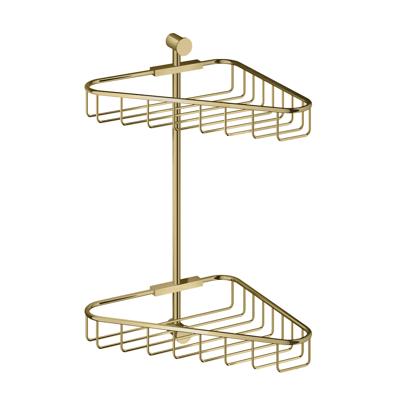 Hoekdraadkorf Hotbath Cobber Dubbel Wandmodel Geborsteld Messing PVD