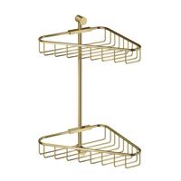 Hoekdraadkorf Hotbath Cobber Dubbel Wandmodel Geborsteld Messing PVD - thumbnail