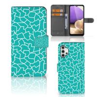 Samsung Galaxy A32 4G Hoesje Cracks Blue | Portemonnee hoesje - thumbnail
