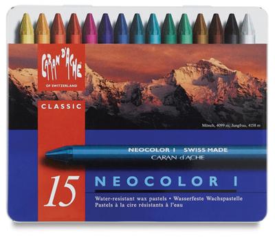Caran Dache Caran d'ache neocolor i, l: 10 cm, dikte 8,5 mm, diverse kleuren, 15 stuk/ 1 doos