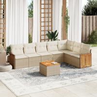8-delige Loungeset met kussens poly rattan beige - thumbnail