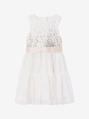 Kerstjurk voor meisjes met pailletten en tule ecru