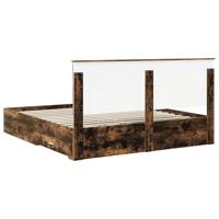 Bedframe met hoofdeinde Gerookt eiken 200 x 200 cm Bewerkt hout - thumbnail