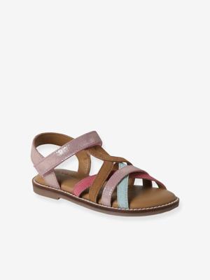 Sandalen met klittenband van leer voor kinderen, kleuterschoolcollectie meerkleurig Sandalen met klittenband van leer voor kinderen, kleuterschoolcollectie meerkleurig