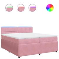 Boxspring met matras fluweel roze 200x200 cm - thumbnail