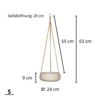 Rough Eco-line hangende bloempot S 24x9 cm Eileen lichtgrijs
