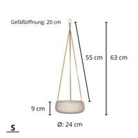 Rough Eco-line hangende bloempot S 24x9 cm Eileen lichtgrijs - thumbnail