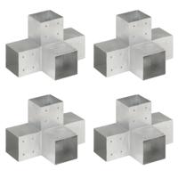 VidaXL Paalverbindingen 4 st x-vorm 101x101 mm gegalvaniseerd metaal - thumbnail
