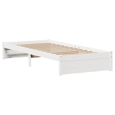 Bedframe zonder matras massief grenenhout wit 75x190 cm