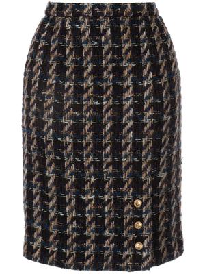 Chanel Pre-Owned tweed pencil skirt - Black