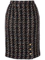 Chanel Pre-Owned tweed pencil skirt - Black - thumbnail