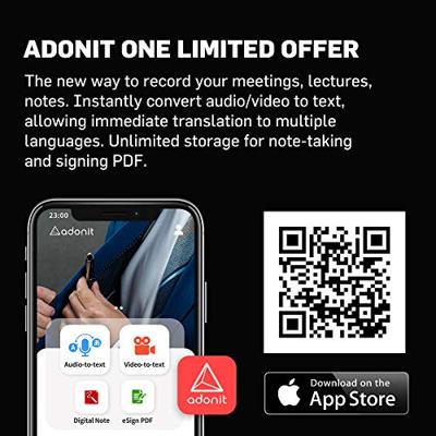 Adonit Note 2 Touchpen Palm-Blocking-technologie, Herlaadbaar Zwart