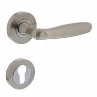 Deurkruk 1692 Bjorn op rond rozet 7mm nokken met profielcilindergat plaatjes nikkel mat - thumbnail