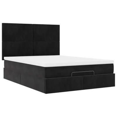 Ottoman bed met matrassen 140x200cm fluweel zwart
