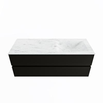 MONDIAZ VICA-DLUX 130cm badmeubel onderkast Urban 2 lades. Inbouw wastafel CLOUD rechts 1 kraangat, kleur Opalo.