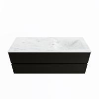 MONDIAZ VICA-DLUX 130cm badmeubel onderkast Urban 2 lades. Inbouw wastafel CLOUD rechts 1 kraangat, kleur Opalo. - thumbnail