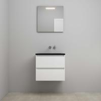 On-Line Badkamermeubelset - 60 cm - Voorgemonteerd - Ladestructuur - Acryl Wastafel - zonder Kraangat - Spiegel met LED-Verlichting - Hoogglans Wit - thumbnail