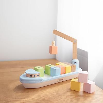 Classic World Houten Blokkenboot met Kraan