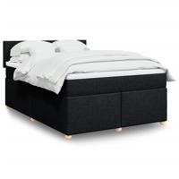 Boxspring met matras stof zwart 160x200 cm - thumbnail