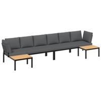 4-delige Loungeset met kussens aluminium zwart - thumbnail