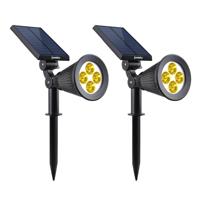 LUMI GARDEN Set van 2 spots Spotlight solar LED Spiky - Warm wit licht - 34 cm - thumbnail