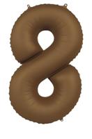 Folieballon Cijfer 8 Bruin Mat (86cm) - thumbnail