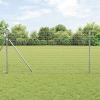 VidaXL Hek met paal zilver 1 x 10 m staal en pvc - thumbnail