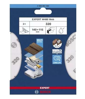 Bosch Accessoires EXPERT Schuurvel Web W480 115 x 140 mm, G320, 2x - 2608902384
