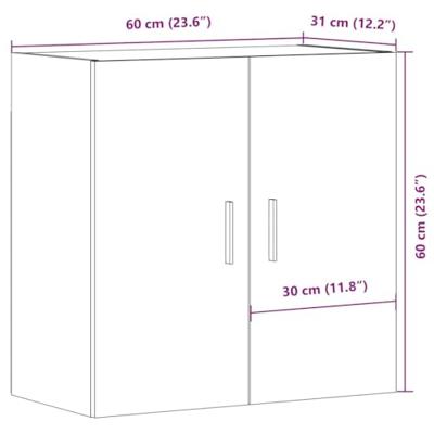 Wandkast 60x31x60 cm bewerkt hout artisanaal eikenkleurig