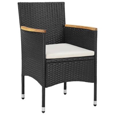 3-delige Tuinset poly rattan zwart