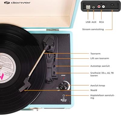 Denver VPL-120 USB-platenspeler Blauw