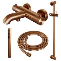 Opbouwset Bad- en Douchekraan Brauer Copper Carving Thermostatisch Met Wandhouder Geborsteld Koper - thumbnail