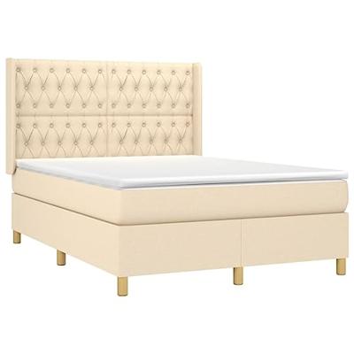 Boxspring met matras en LED stof crèmekleurig 140x190 cm