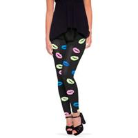 Legging Lippen Zwart - thumbnail