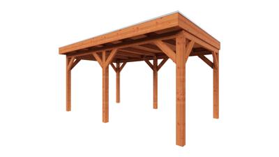 Trendhout Overkapping Refter XL 500x340 cm- Plat dak- Onbehandeld lariks Douglas hout- Trendhout Trendhout Overkapping Refter XL 500x340 cm- Plat dak- Onbehandeld lariks Douglas hout- Trendhout