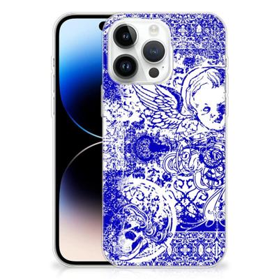 Silicone Back Case iPhone 14 Pro Max Angel Skull Blauw Silicone Back Case iPhone 14 Pro Max Angel Skull Blauw
