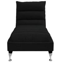Massage chaise longue met kussens stof zwart - thumbnail