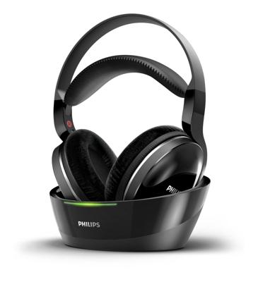 Philips Kabelloser TV Kopfhörer Over Ear SHD8850/12 Wireless HiFi Kopfhörer (Exzellenter Sound, Hi-Res Audio, 30 m Reichweite, Dockingstation, Velours-Ohrpolster) Schwarz