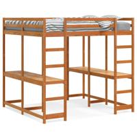 Hoogslaper met bureau en ladder grenenhout wasbruin 180x200 cm - thumbnail