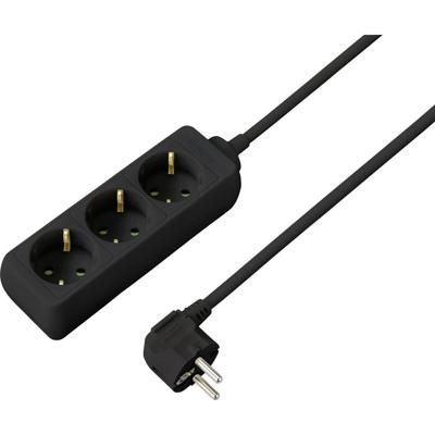 Sygonix SY-4892462 Stekkerdoos 3-voudig Zwart Randaarde stekker 1 stuk(s)