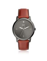 Fossil Herenhorlogeuit de minimalistische carbonserie met drie wijzers, smokey amberkleurig leer FS5479 - thumbnail