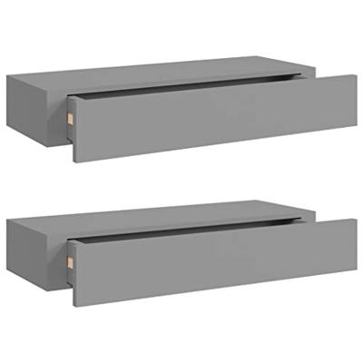 VidaXL Viaxl wandschappen 2 st met lade 60x23,5x10 cm mdf grijs VidaXL Viaxl wandschappen 2 st met lade 60x23,5x10 cm mdf grijs