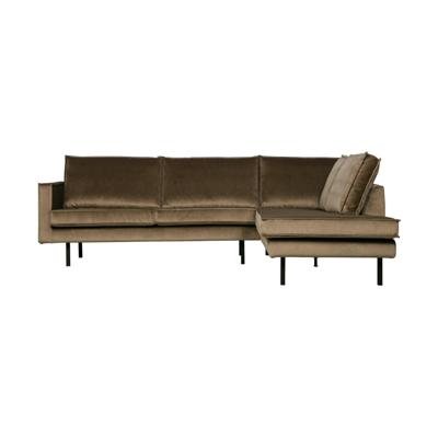 WOOOD Hoekbank 'Rodeo' Rechts, Velvet, kleur Taupe