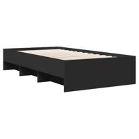 Bedframe bewerkt hout zwart 90x200 cm - thumbnail