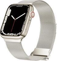 By Qubix - Milanese band - Sterrenlicht/Starlight - Extra sterke magneet - Compatible met Apple Watch 44mm / 45mm / 46mm / 49mm - Compatible Apple - thumbnail