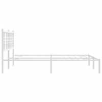 Bedframe met hoofdbord metaal wit 160x200 cm - thumbnail