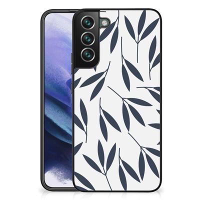 Samsung Galaxy S22 Plus Bloemen Hoesje Leaves Blue Samsung Galaxy S22 Plus Bloemen Hoesje Leaves Blue