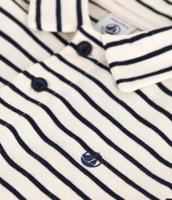 Gestreept poloshirt met korte mouwen voor jongens PETIT BATEAU vanille - thumbnail