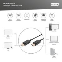 Digitus DB-340100-020-S DisplayPort-kabel DisplayPort Aansluitkabel DisplayPort-stekker, DisplayPort-stekker 2.00 m Zwart Rond, Afgeschermd (dubbel) - thumbnail