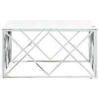 Salontafel 80x80x40 cm roestvrij staal en glas zilverkleurig - thumbnail